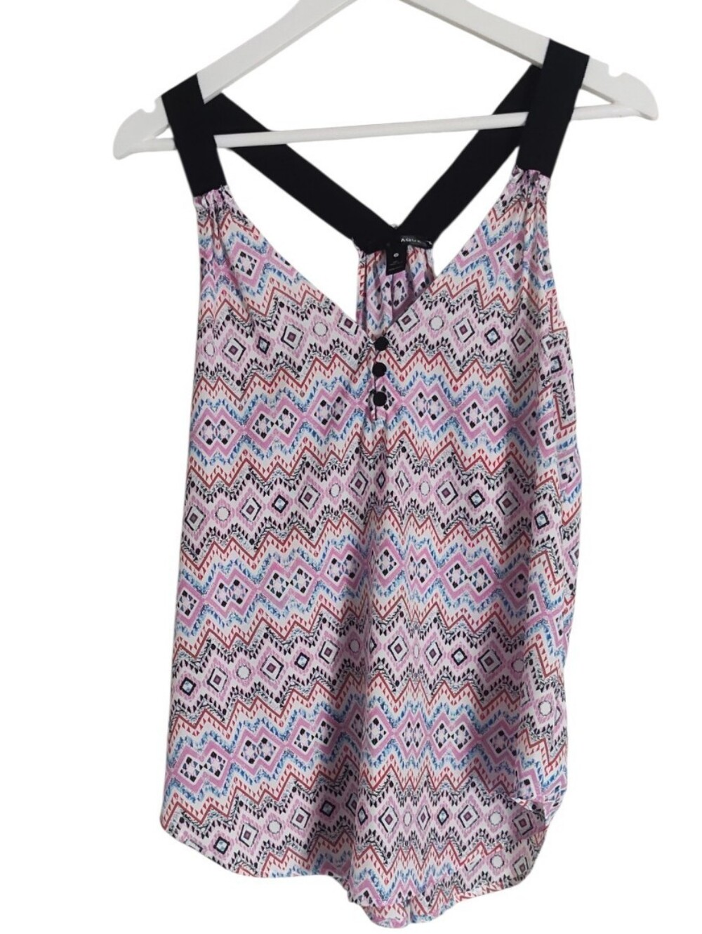 Pink Aqua Aztec Print Racerback Tank Top Sz Small